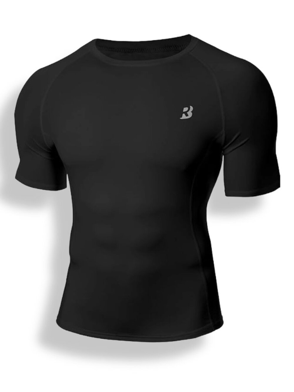 Men's Compression Shirt Short Sleeve, Cool Dry Base Layer, BLACK, Size MEDIUM